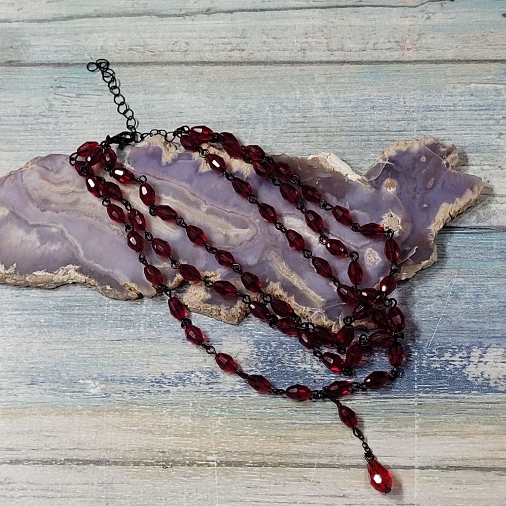 Elegant Red Beaded Chocker Necklace